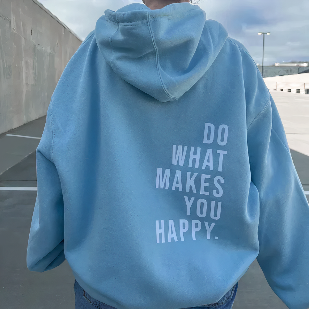 Doe Wat Je Gelukkig Maakt - Letterprint - Casual Trui met Capuchon