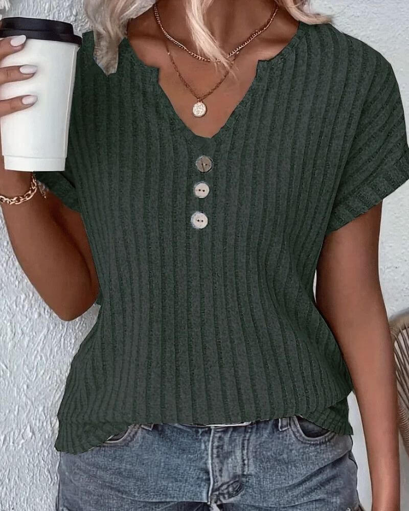 ROSINA I GEBREIDE BLOUSE MET V-HALS