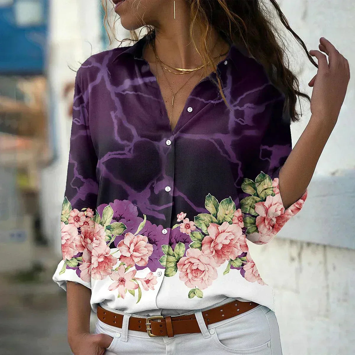 GEERTJE I MODIEUS BEDRUKTE BLOUSE