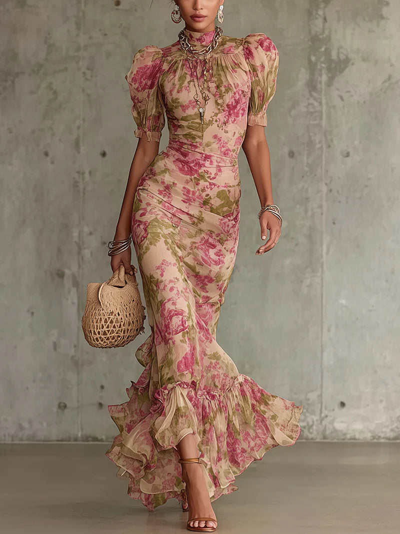 Rosalie™ | Maxi Jurk met Vintage Rozenprint