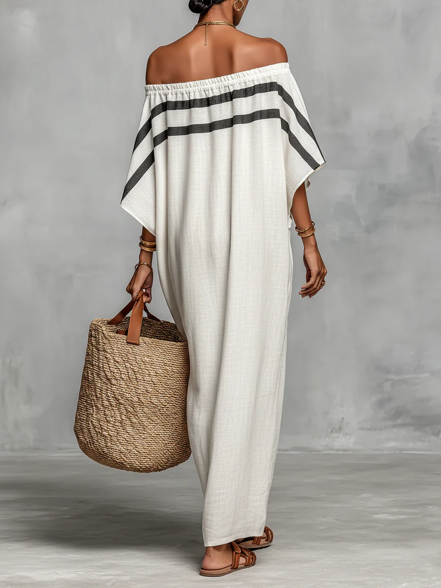 Aveline™ | Off-Shoulder Maxi Jurk met Vleermuismouwen