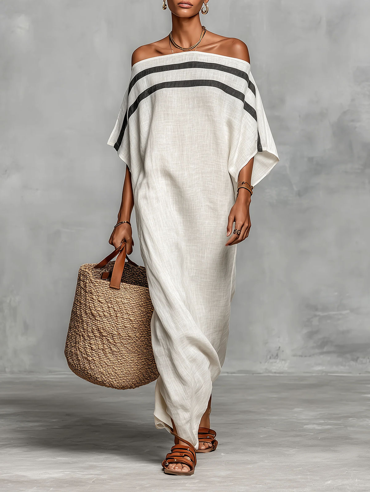 Aveline™ | Off-Shoulder Maxi Jurk met Vleermuismouwen
