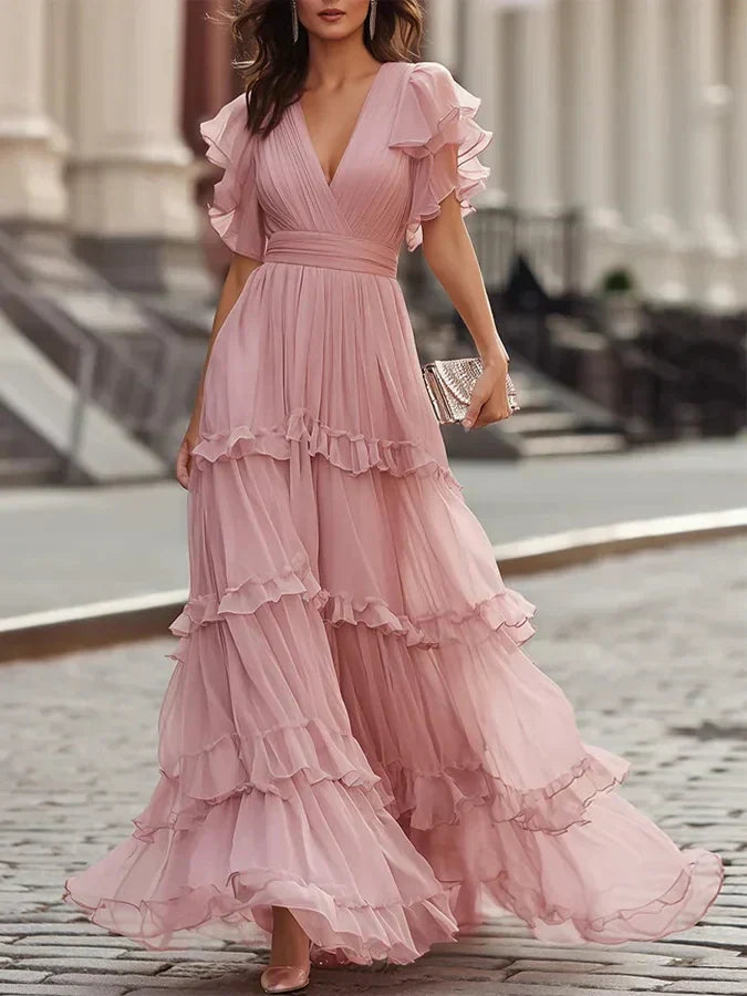 Zoe | Elegante lichtroze maxi-jurk