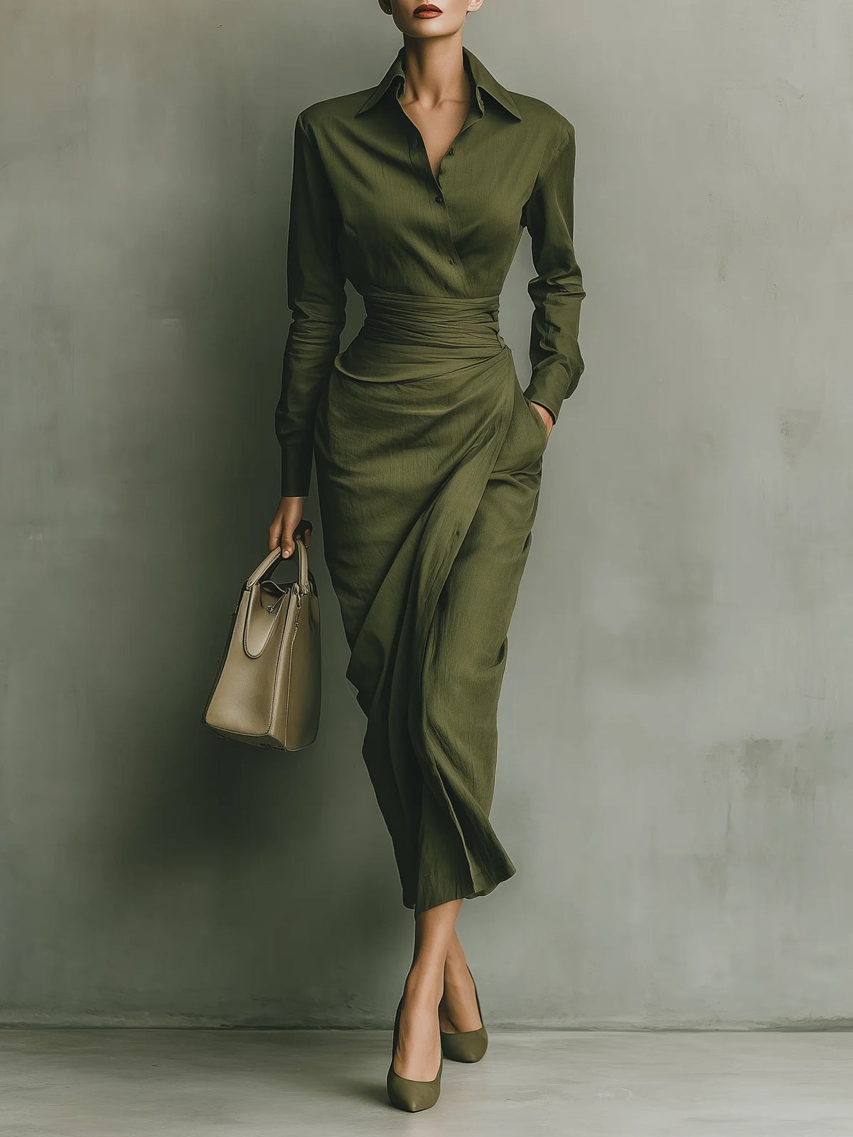 Noëlle™ | Maxi Jurk in Legergroen