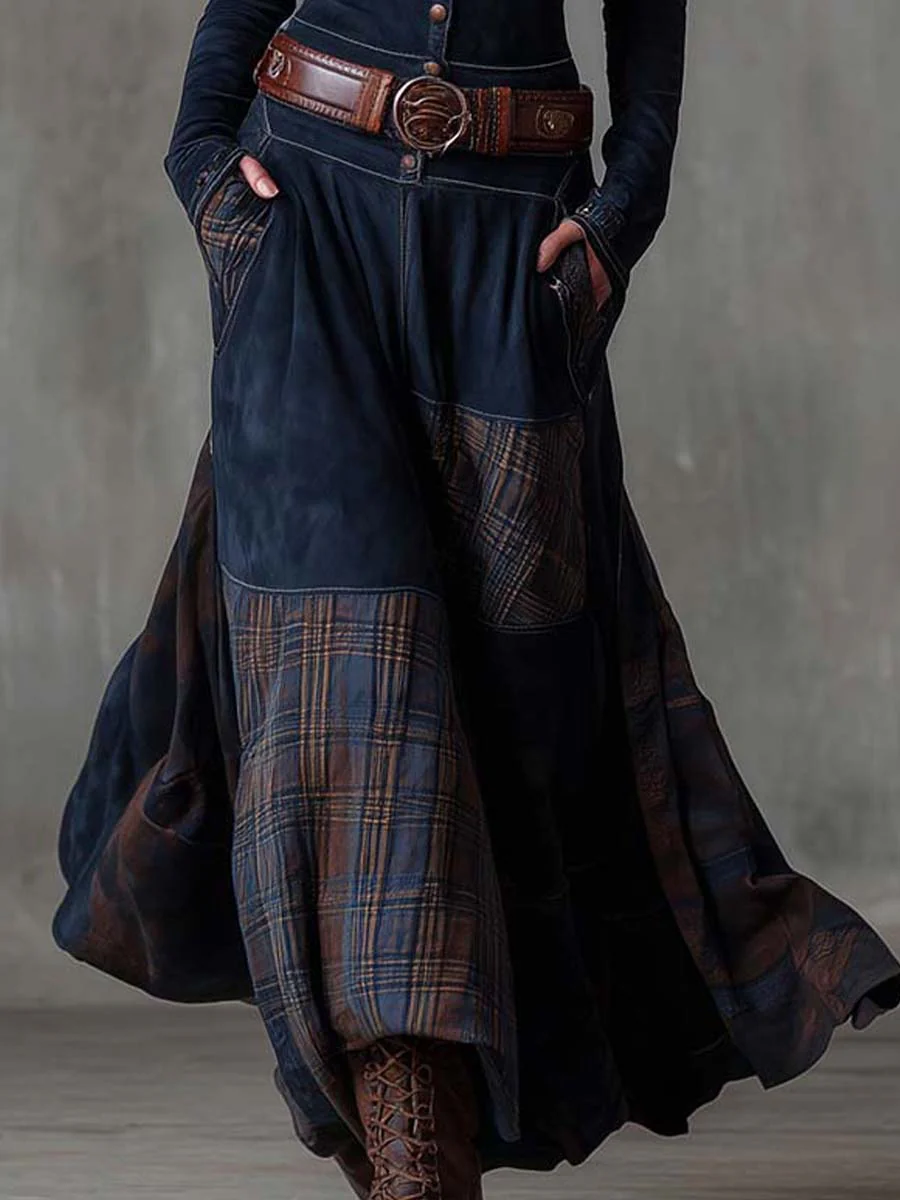 Martina · Lange vintage jurk van blauw navy