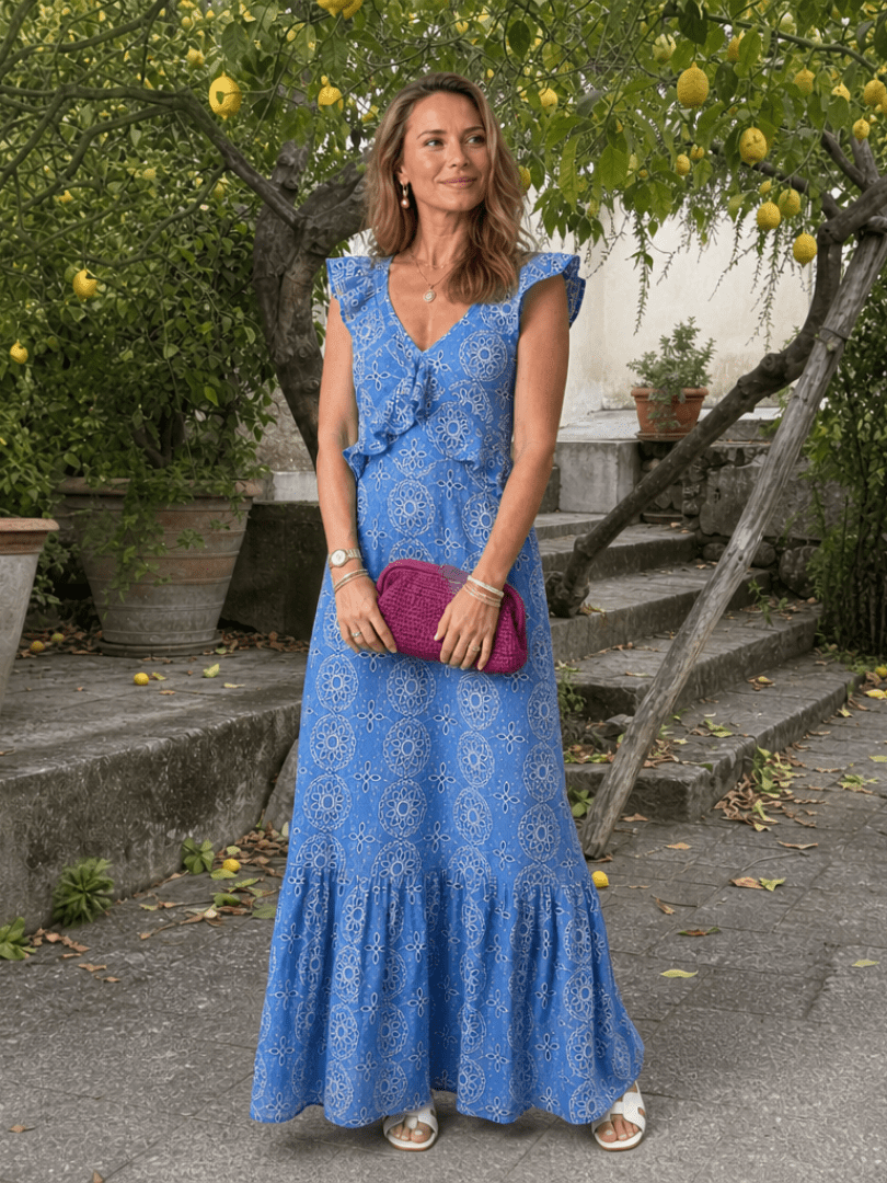 Alure | Mouwloze Midi-jurk met Rimpeldetails