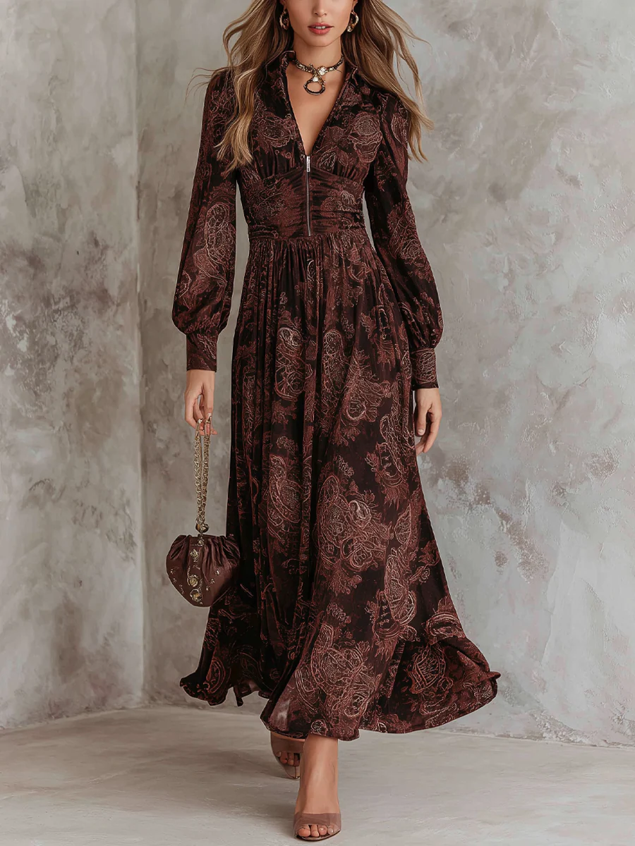 Ariane™ | Paisley Maxi Jurk met Tailleaccent