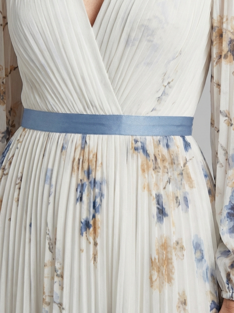 Lavinia | Maxi-jurk met V-hals en lange mouwen