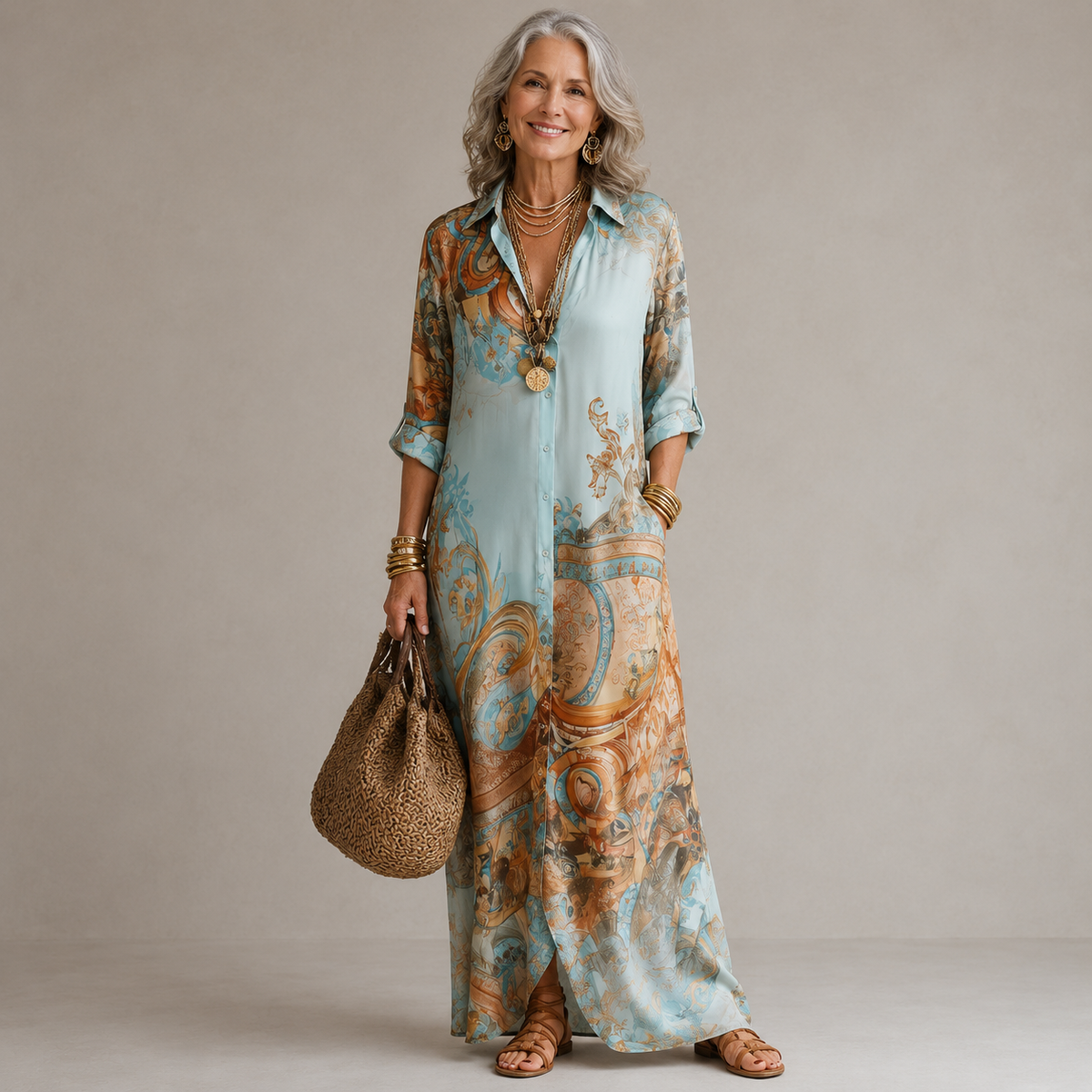 Evalexy | Luxe maxi-jurk met print