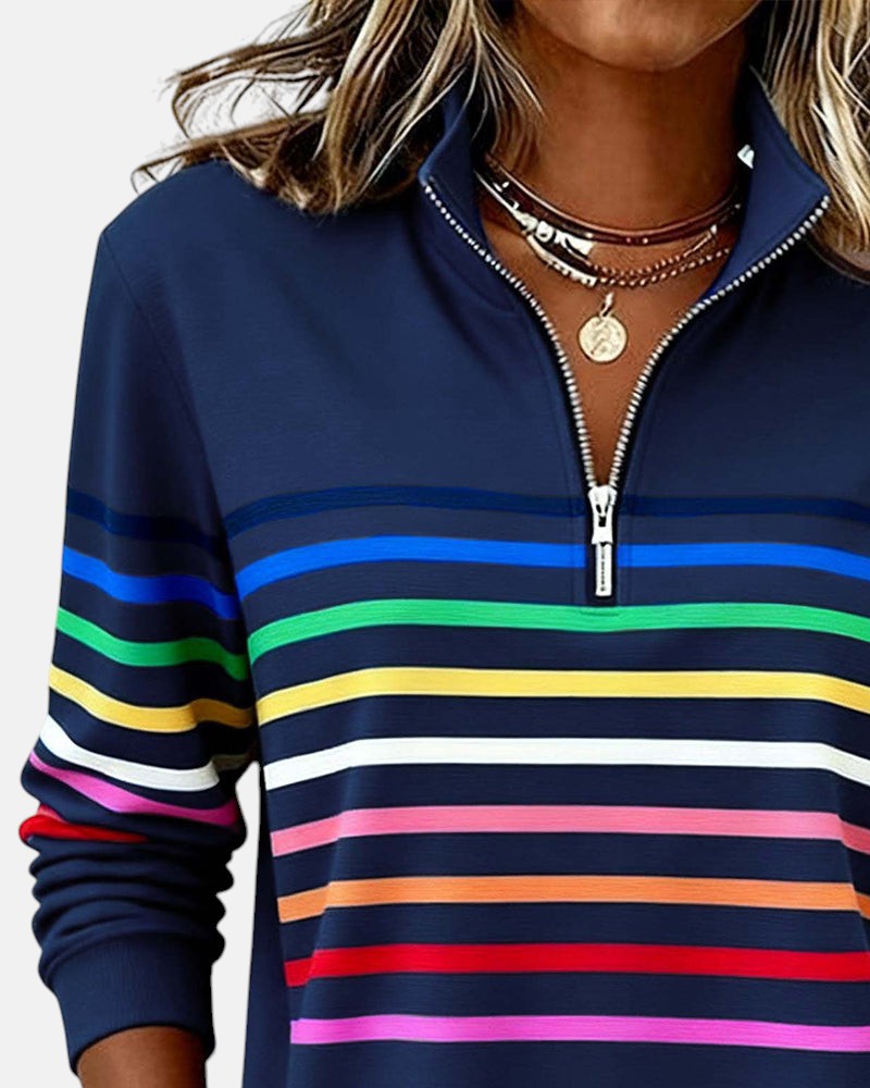 Wenen | Regenboog Gestreepte Zip Sweatshirt