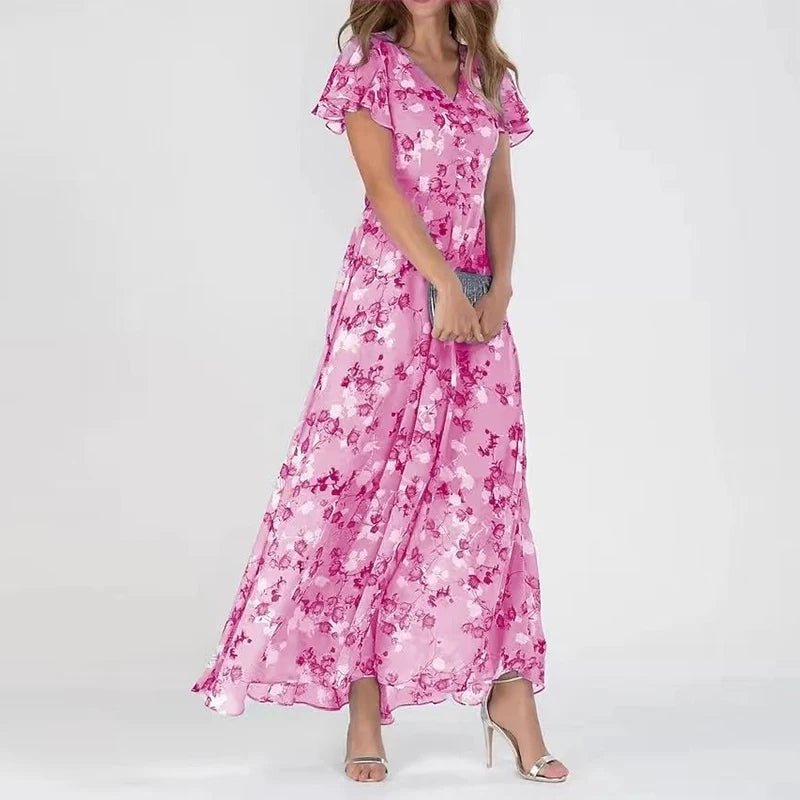 Floating Wrap | Maxi-overslagjurk met bloemenprint