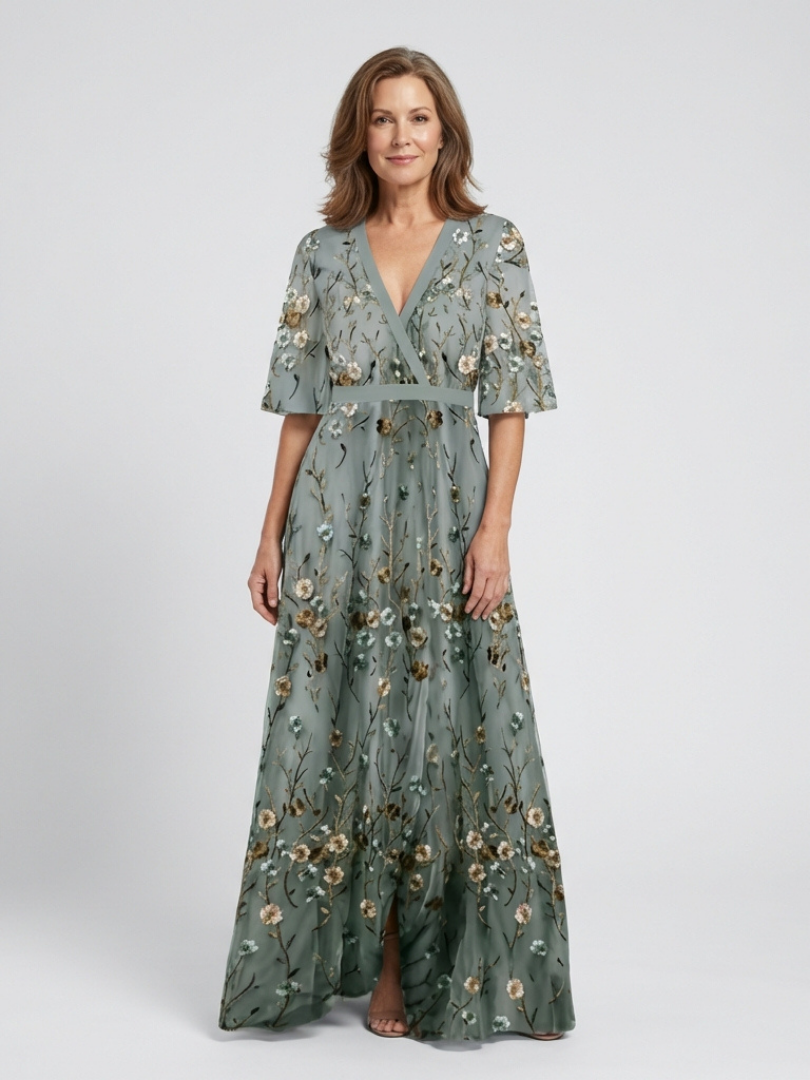 Evadne | Maxi-jurk met bloemenprint en V-hals
