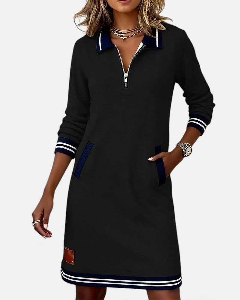 Jeanne | Chic Lange Mouwen Jurk in Katoen