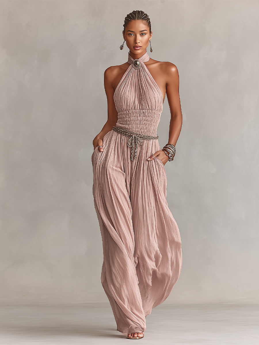 Margaux | Jumpsuit met halternek en gerimpelde taille