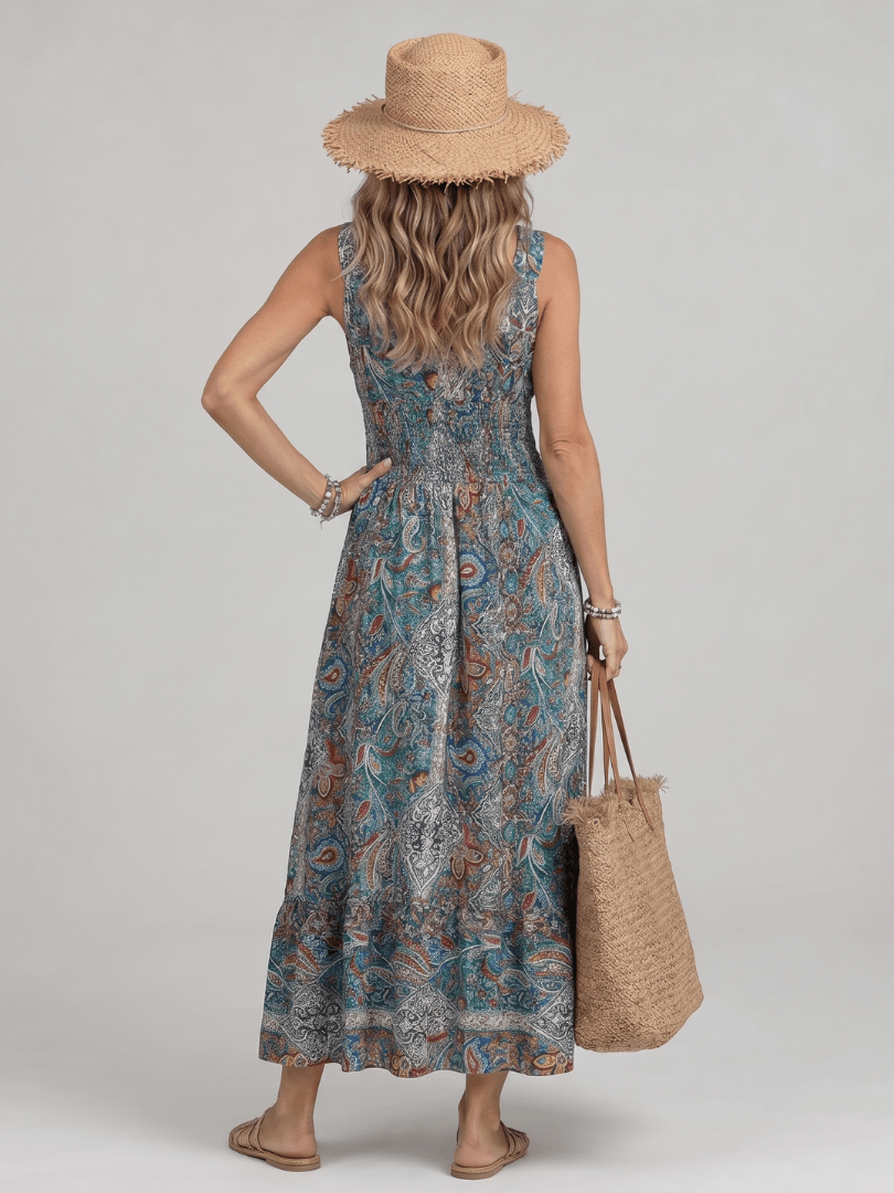 Marisela | Mouwloze Midi-jurk met Paisleyprint
