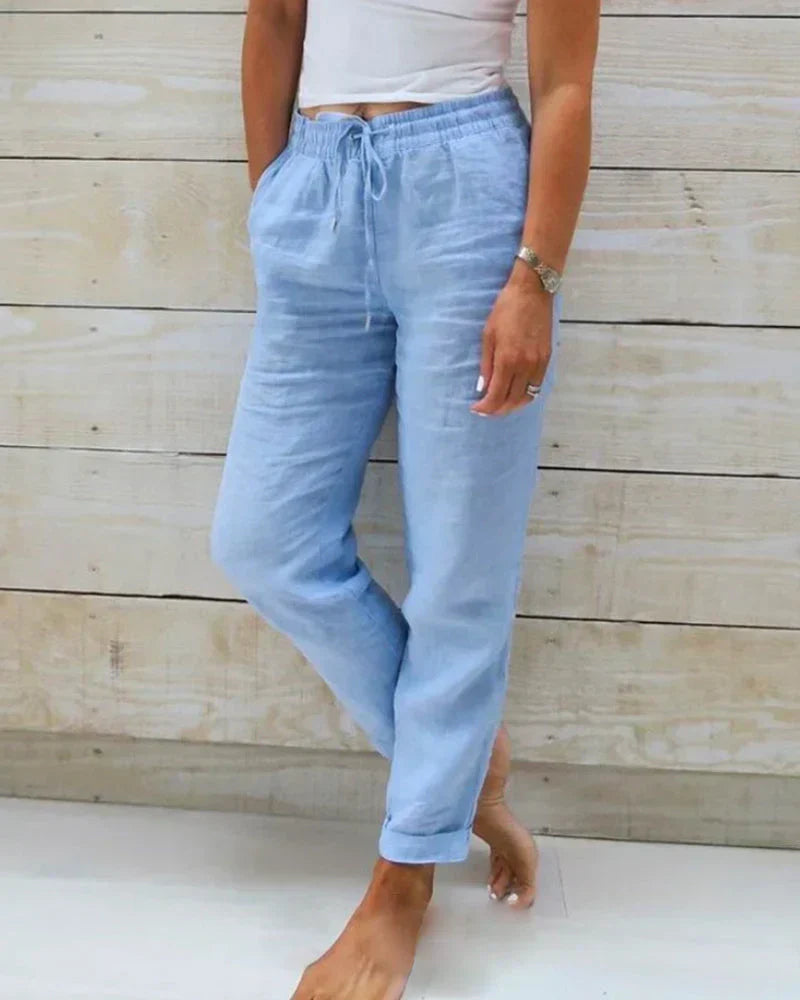 Lichte Linnen Broek Dames Ademend Comfort