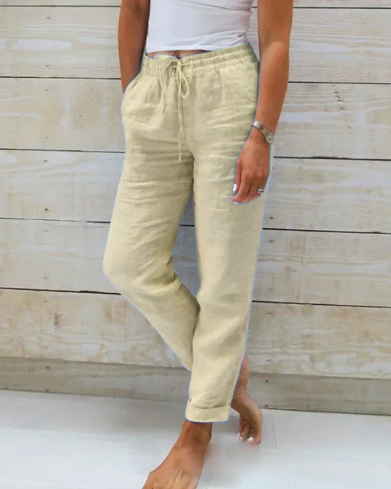 Lichte Linnen Broek Dames Ademend Comfort