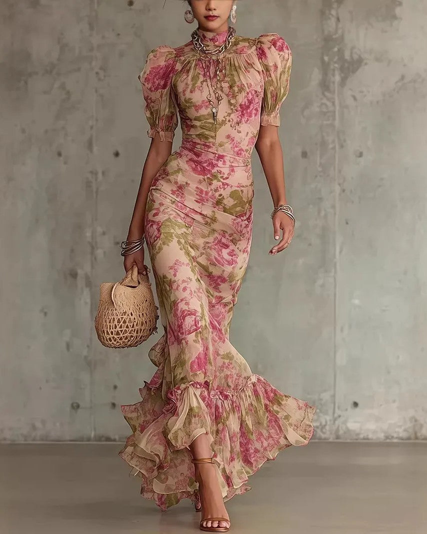 Puff Bloom | Jurk met pofmouwen en bloemenprint