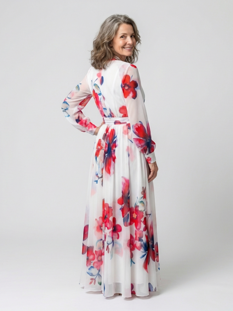 Lillian | Wikkel-maxi-jurk met lange mouwen