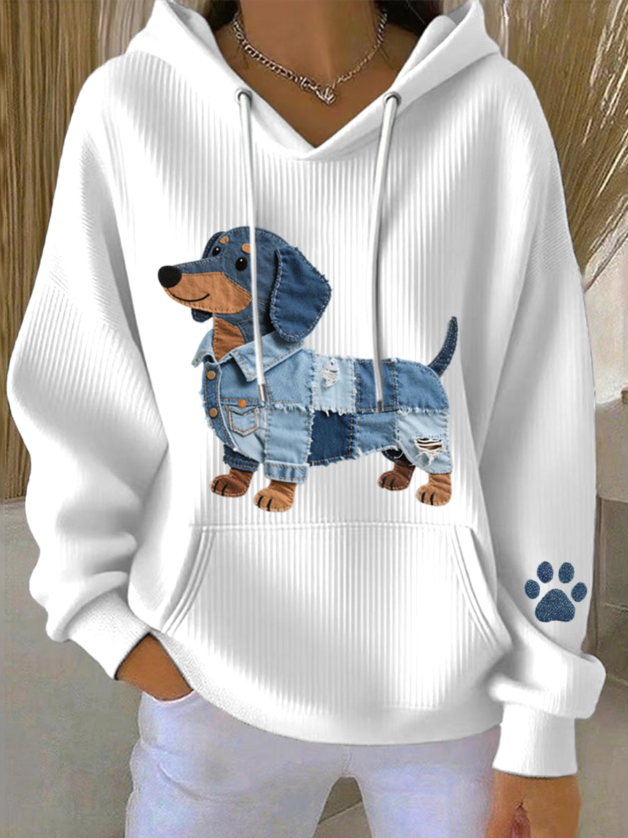Morena - Dames Sweatshirt Patchwork Kunst Jamnik-motief