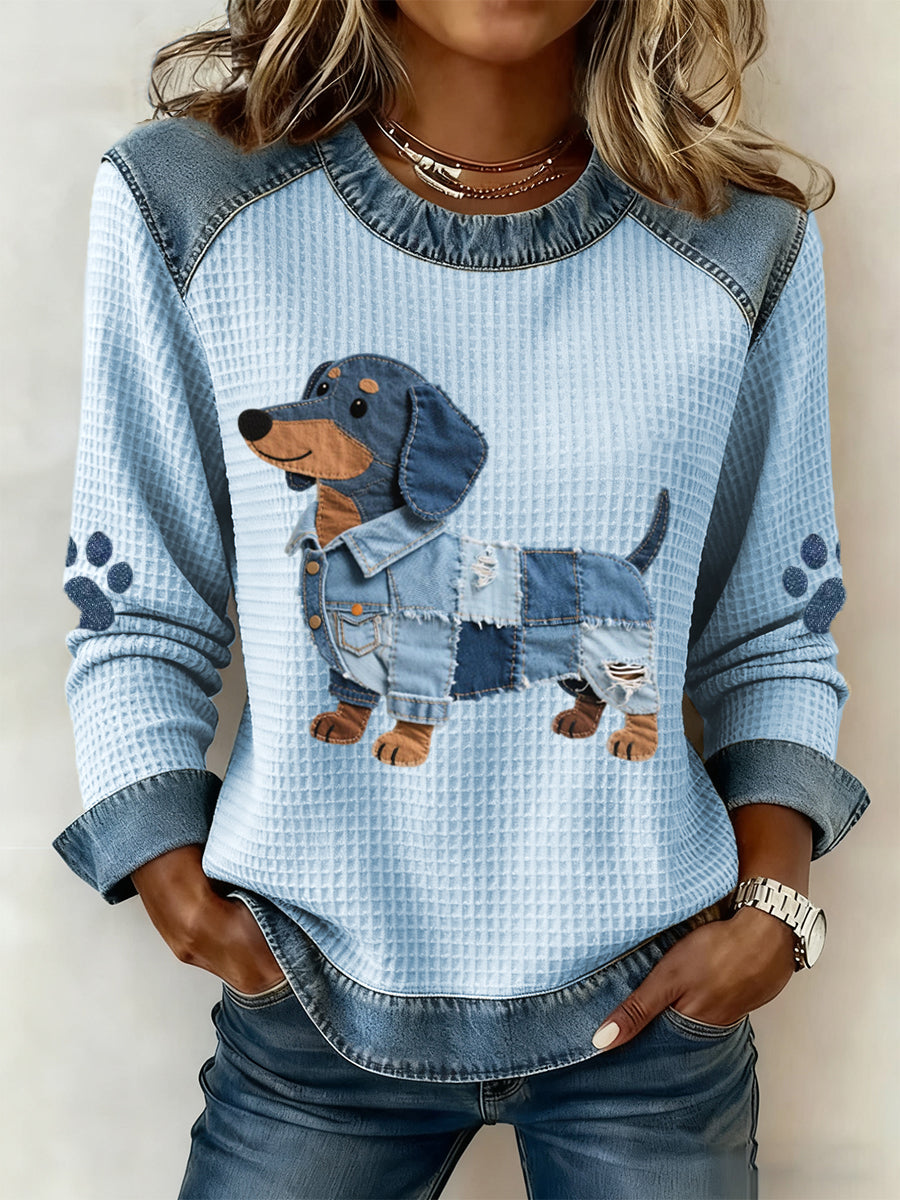 Nuria - Schattige teckel met denim patchwork