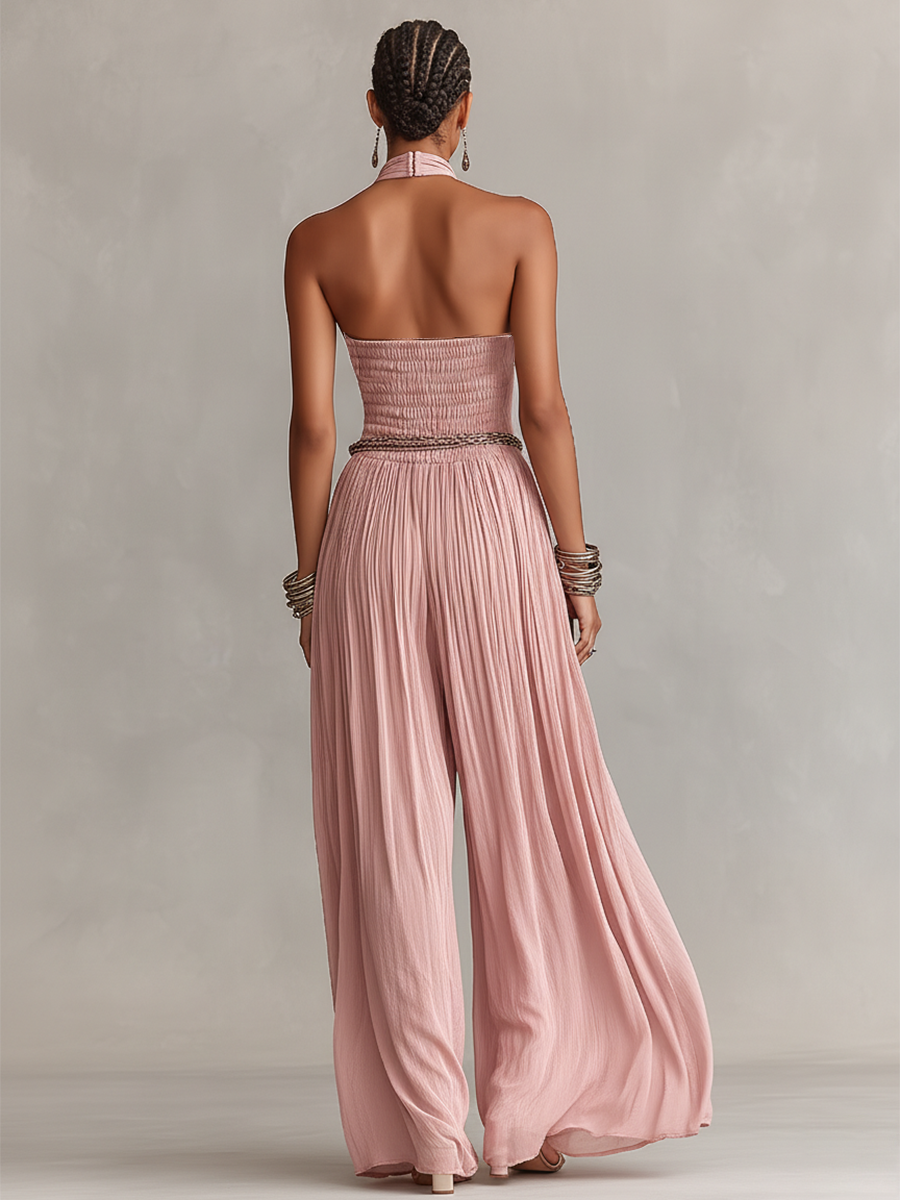 Margaux | Jumpsuit met halternek en gerimpelde taille