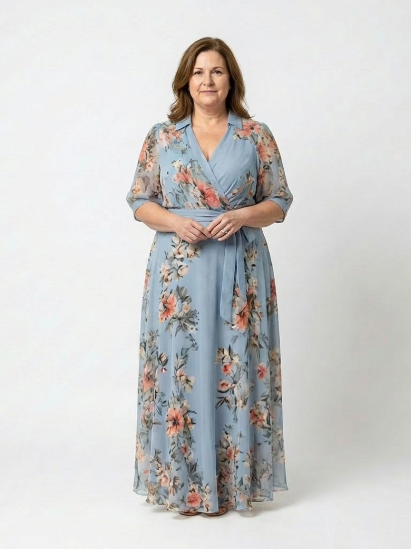 Elowen | Wikkel-maxi-jurk met V-hals